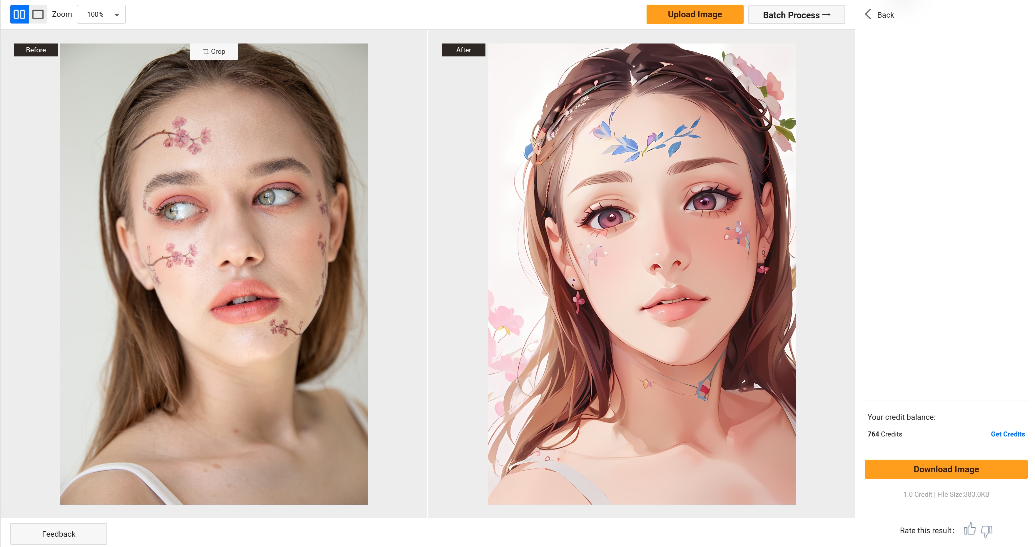 preview on cartoon ai face